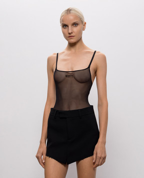 Vetements Black bodysuit with textured logo WH27BO124B