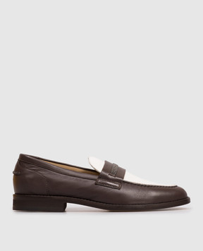 Doucal's Brown leather loafers with monil chain DD8856ALAIPY841