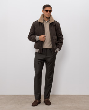 Brunello Cucinelli Beige wool and cashmere polo shirt M2400295