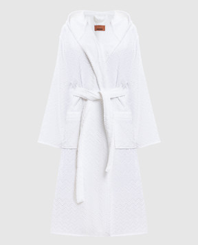 Missoni Home Chalk white terry bathrobe with branded pattern 1D3AC99718