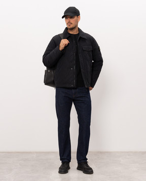 Stone Island Black down jacket with logo patch L2S154100022S0A26