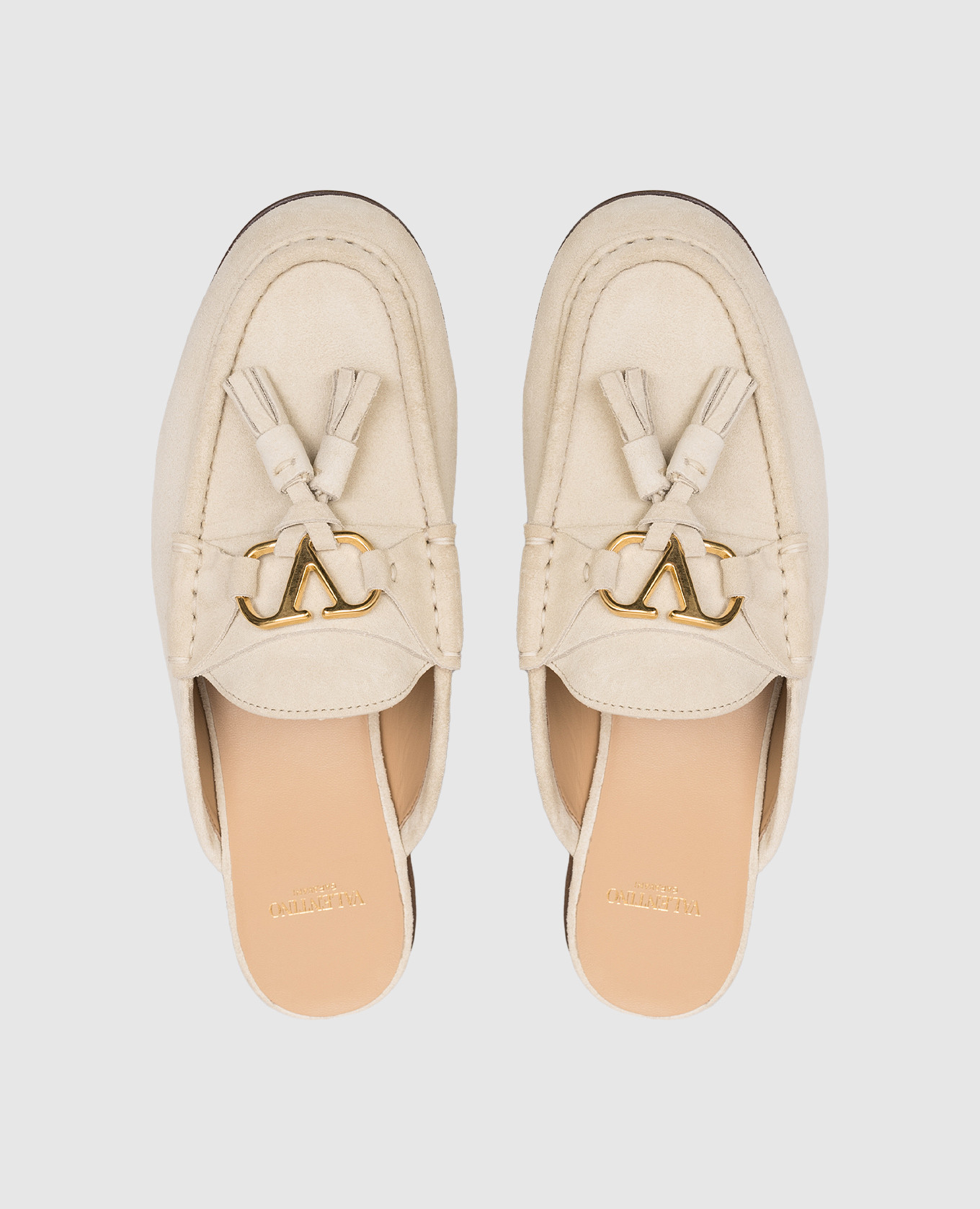 

Grey suede mules with logo Valentino