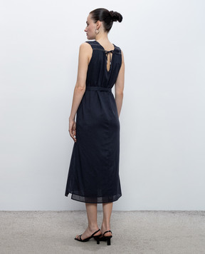 Peserico Blue dress with a monil chain S02235L10A00481