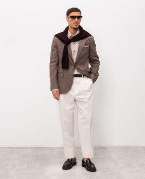 Brunello Cucinelli Brown linen and wool blazer MZ4087BTD