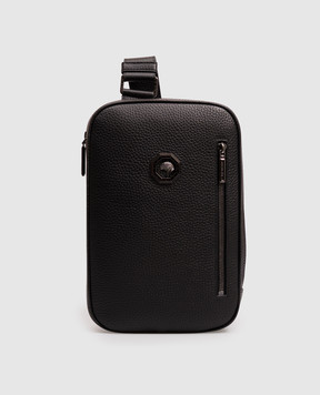 Stefano Ricci Black leather sling bag with textured emblem ND200UVD