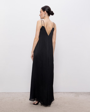 Peserico Black dress with monil chain E0232201505