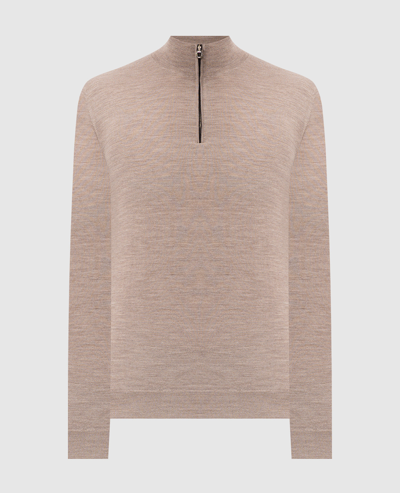 Beige wool, silk and cashmere jumper