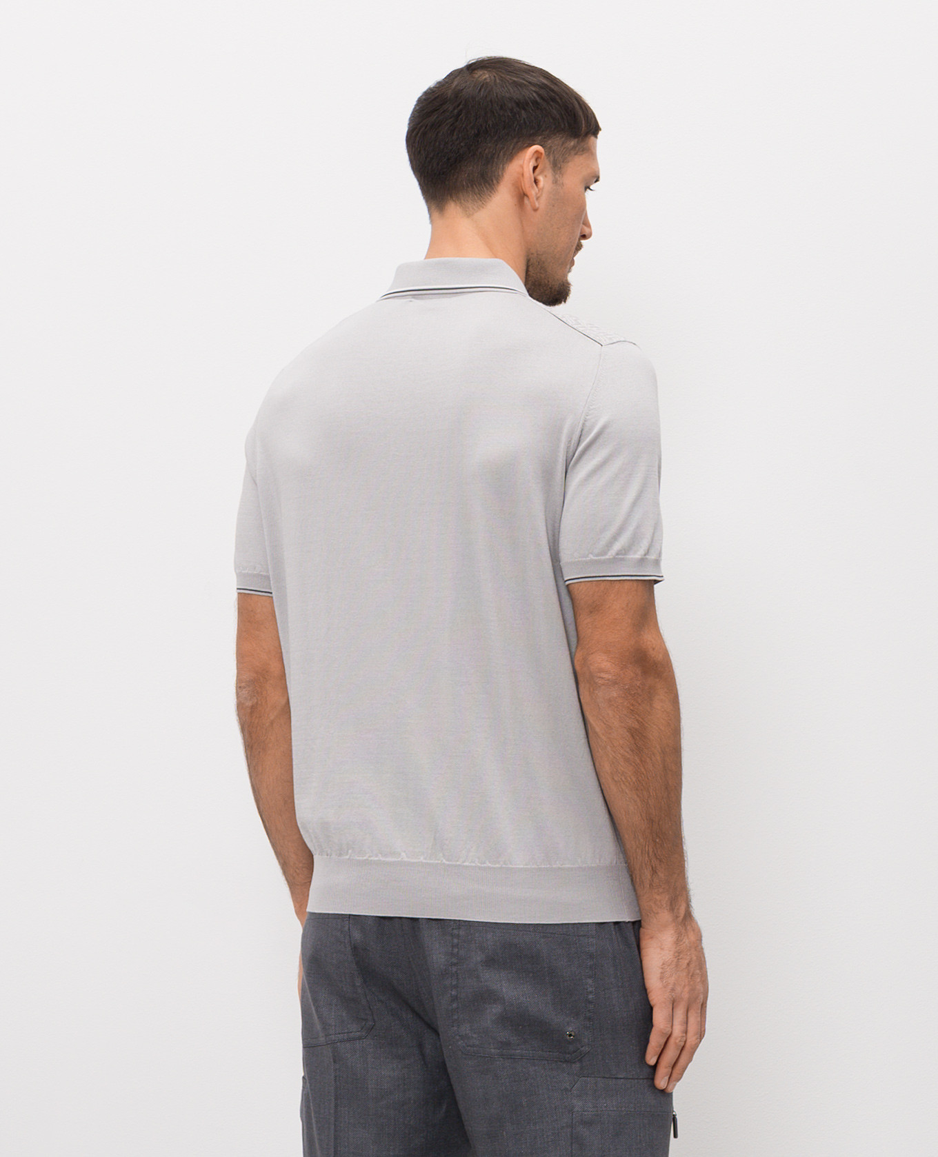 

Gray silk polo with zipper Stefano Ricci, Grey