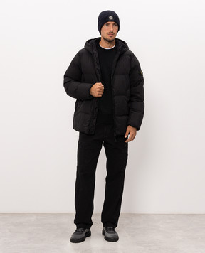 Stone Island Black down jacket with logo patch L2S154100037S0A23