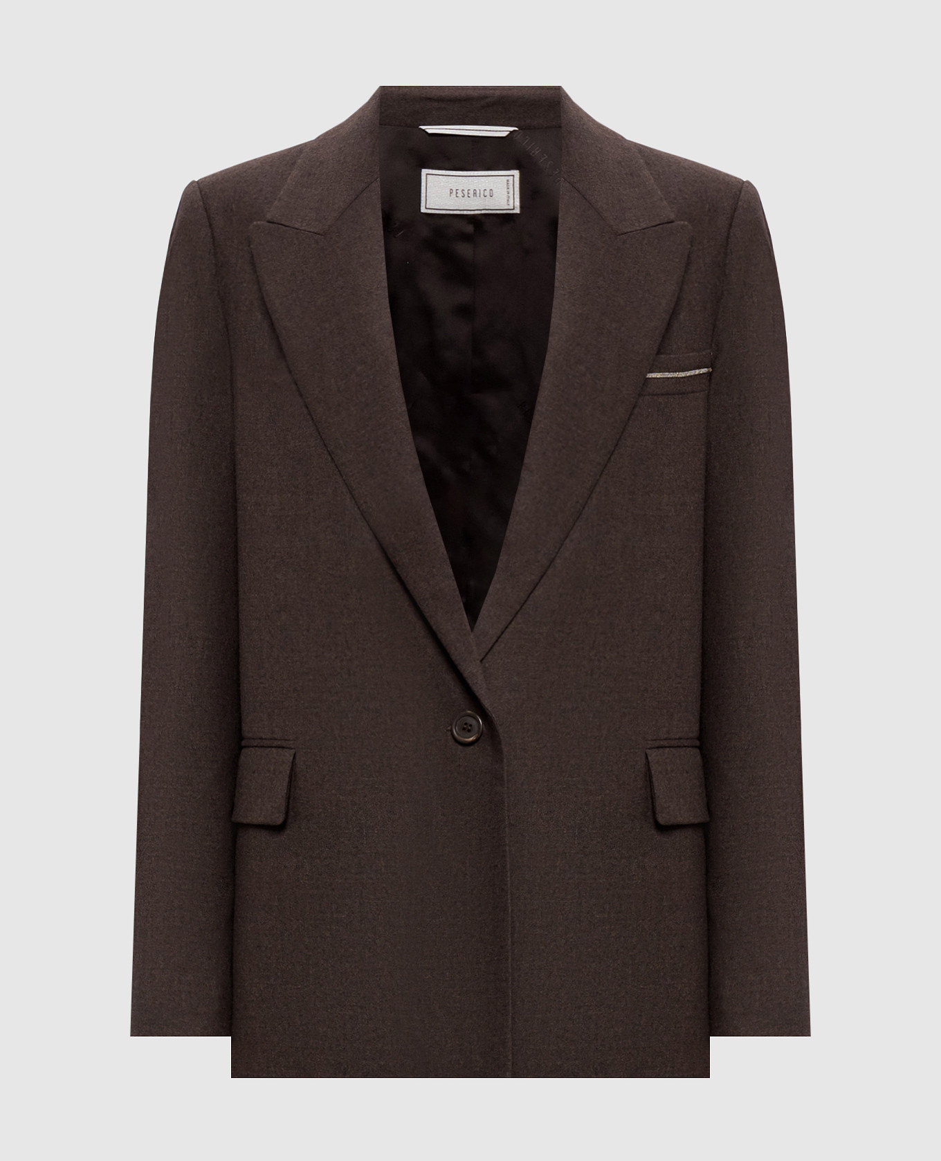 Brown wool jacket with monil chain
