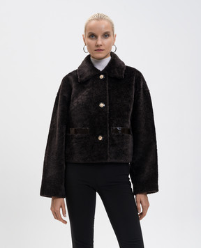 Babe Pay Pls Brown cropped sheepskin coat 2527SETA
