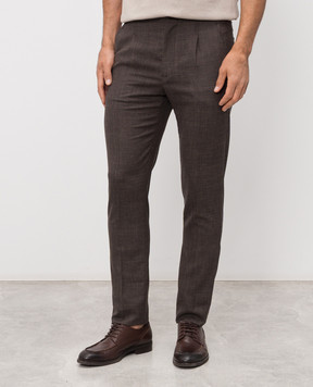Enrico Mandelli Brown wool, silk and linen trousers GYM02B6020
