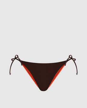 Fisico Brown reversible swimsuit briefs with logo patch CS13MB