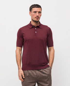 Brunello Cucinelli Burgundy polo with silk MNB805405