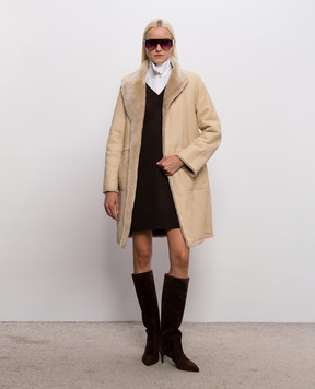 Yves Salomon Beige double-sided sheepskin coat with a smell 27WYM61694MESI