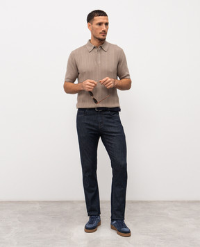 Canali Blue jeans with logo patch PD0040091719