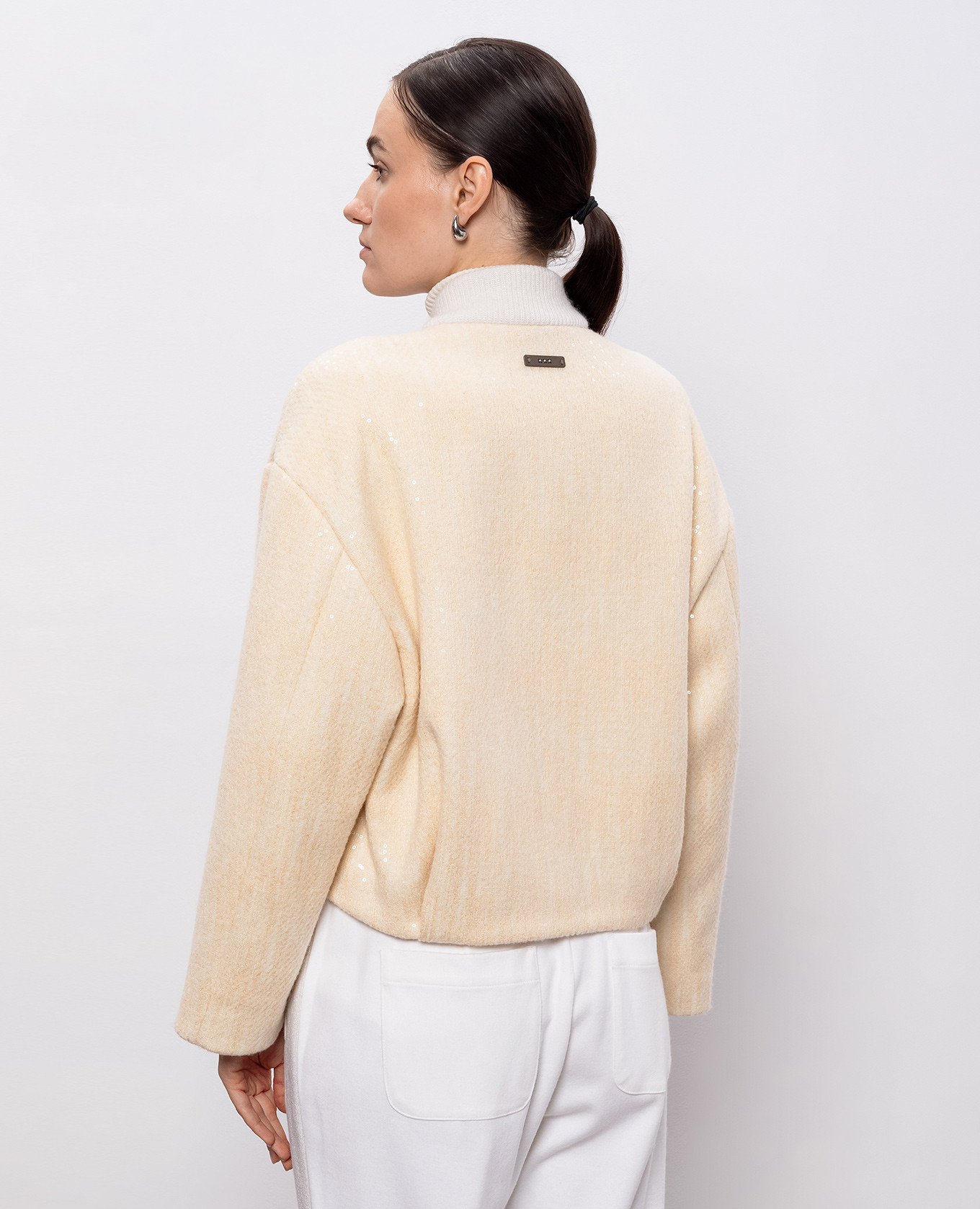 Beige wool, silk and cashmere bomber jacket Peserico 4