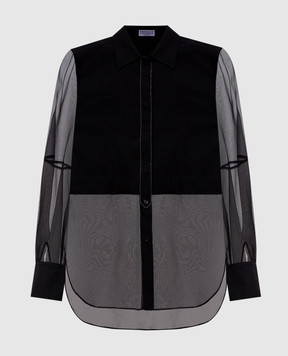 Brunello Cucinelli Black blouse with monil chain M0091MQ406