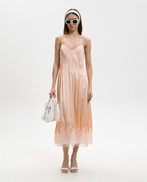 Ermanno Scervino Pink midi dress with lace D482Q392APXZV