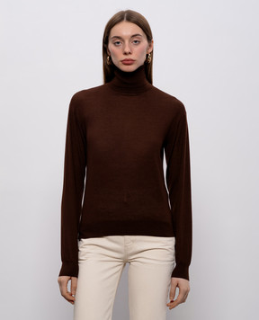 Saint Laurent Brown wool, cashmere and silk turtleneck 840802YAPK2