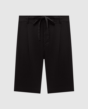 Officina 36 Black linen shorts 0259500569