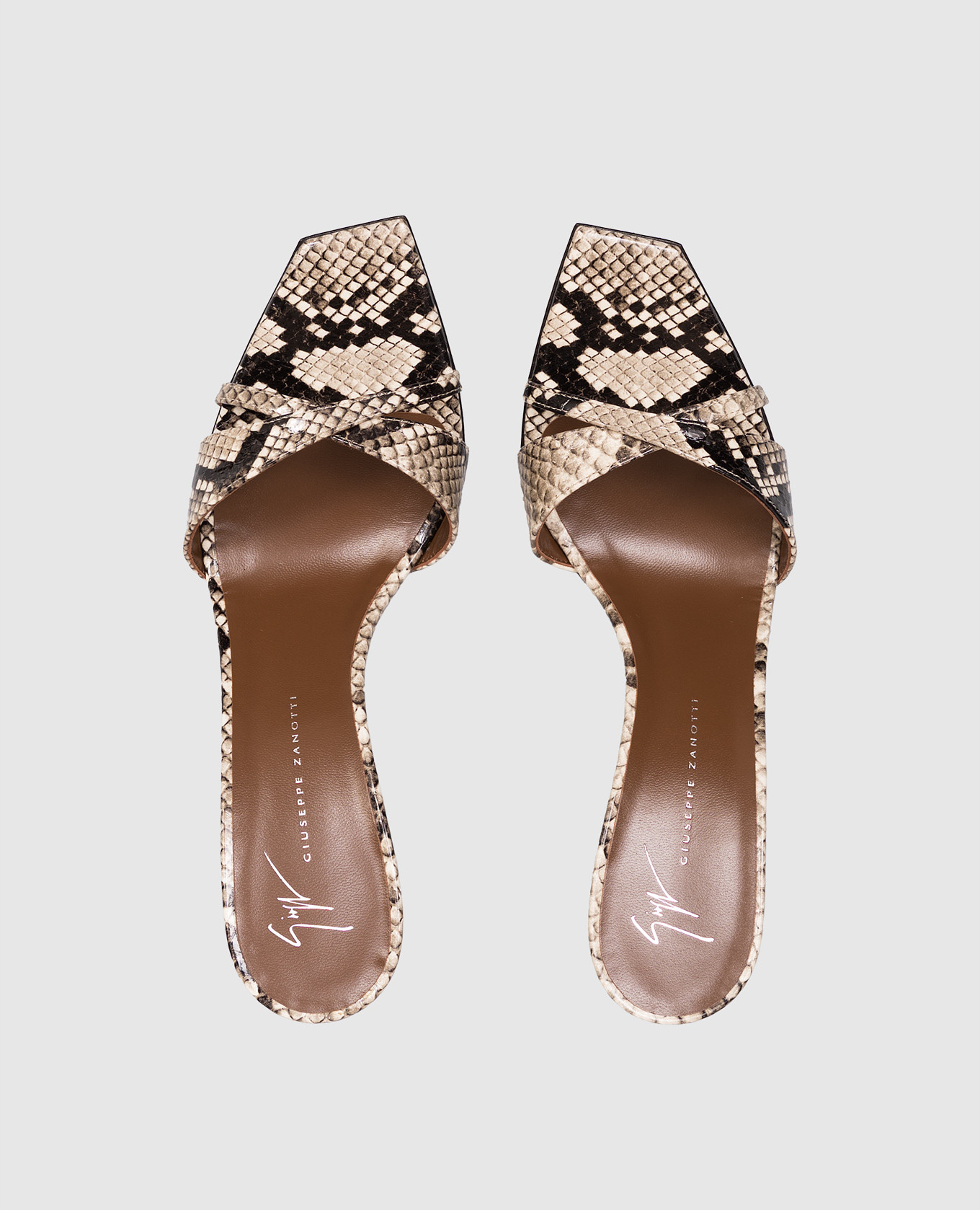 

Brivido beige leather mules with reptile leather embossing Giuseppe Zanotti