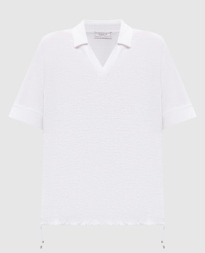 Peserico White linen top with polo collar S06430J002707