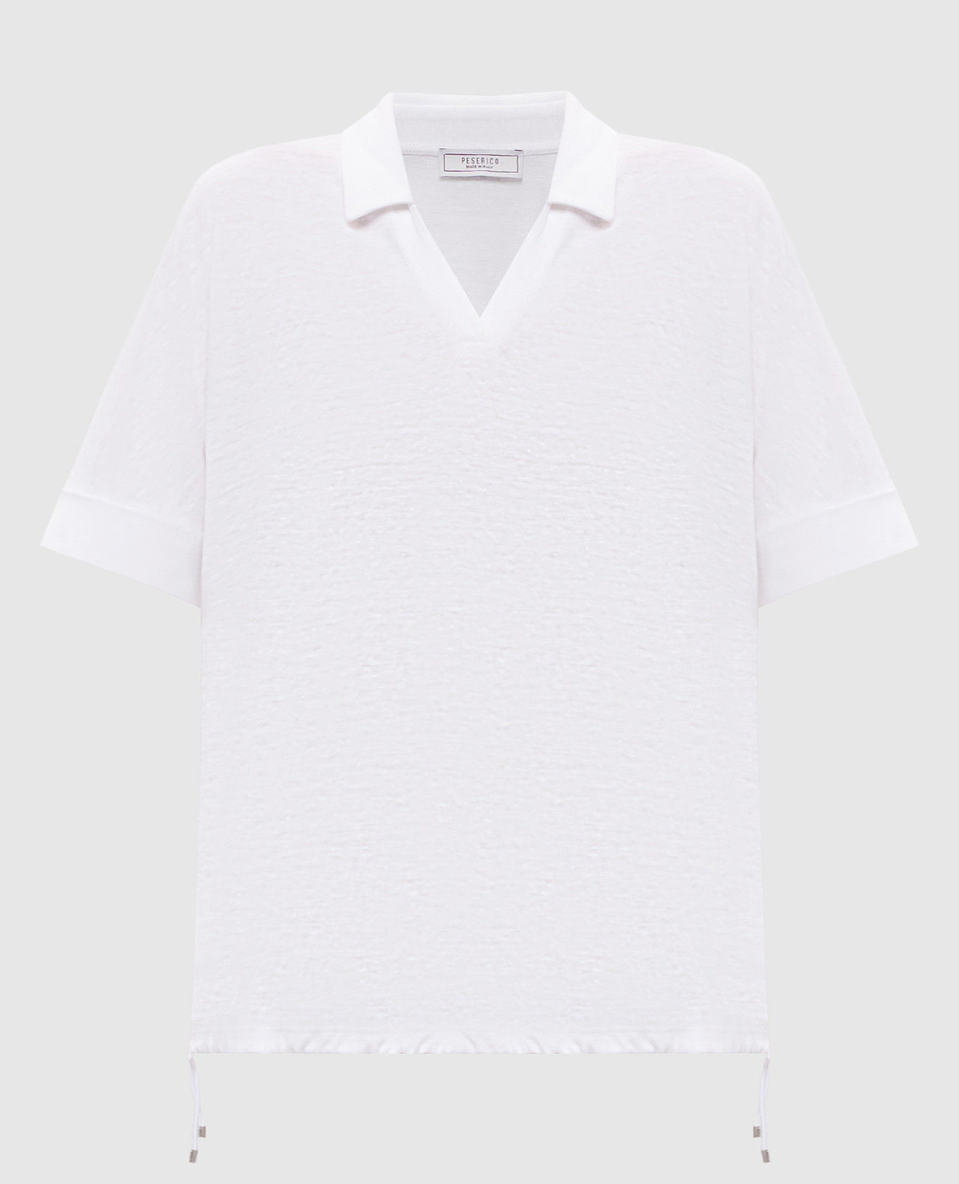 White linen top with polo collar