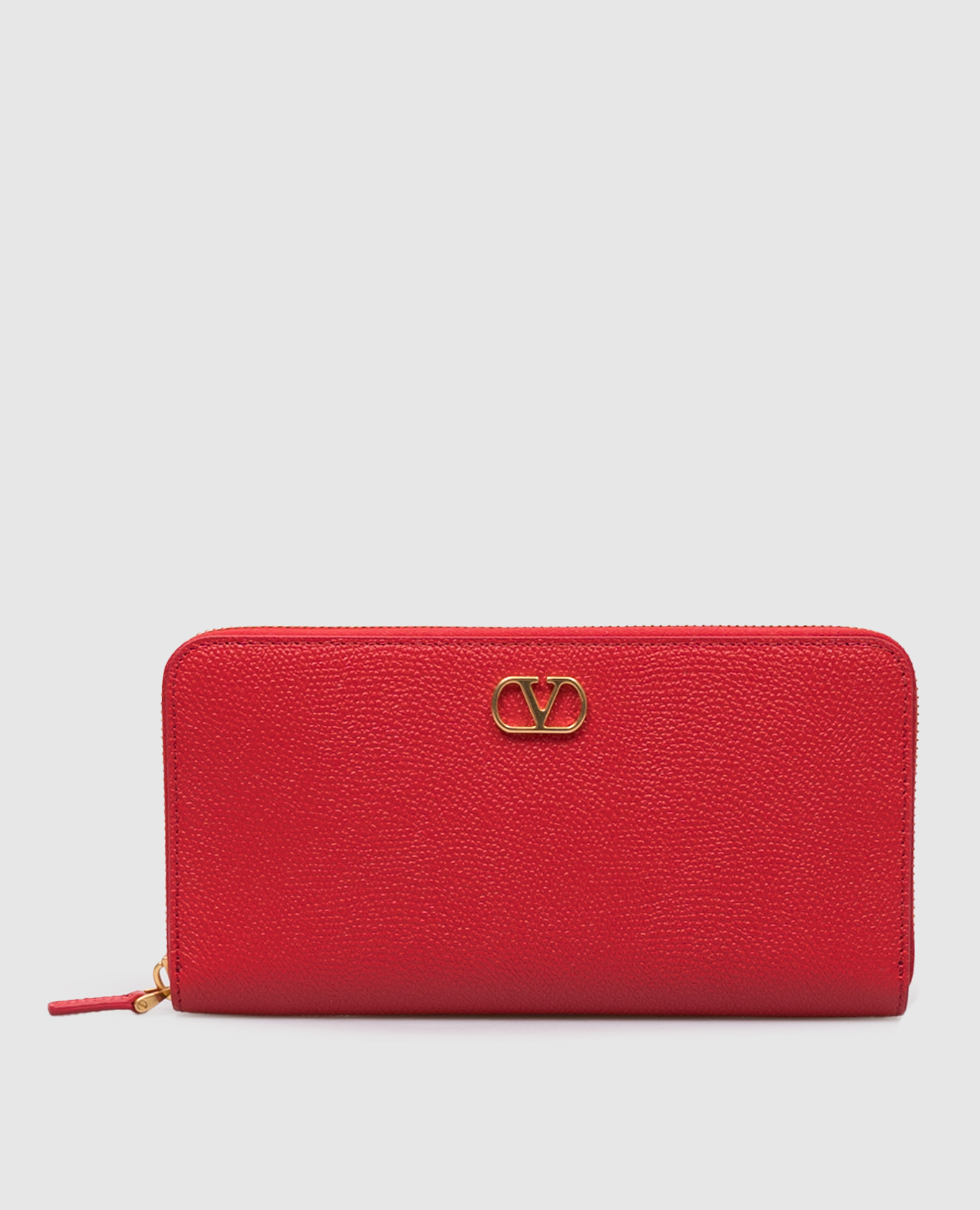 VLogo Signature Red Leather Wallet
