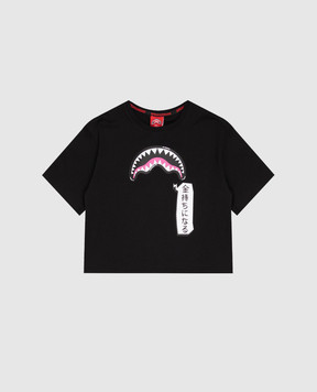 Sprayground Children's black Shark in Japan T-shirt SPY1553BLK