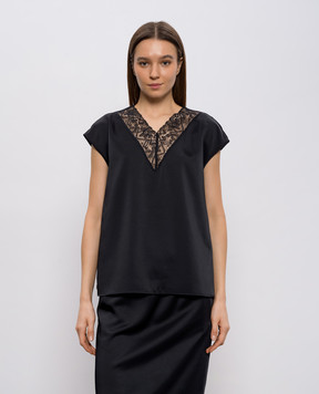 Max Mara Weekend Black WKDSTAFFA top with lace WKDSTAFFA