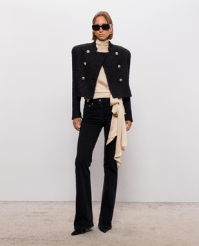 Balmain Black double-breasted tweed jacket JA0000000061