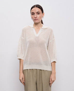Peserico White openwork pullover with sequins A99031F129234R