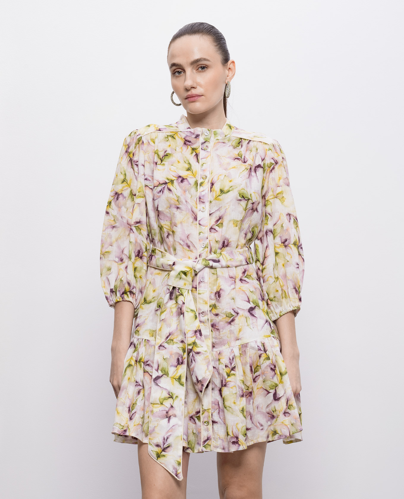 Rianne watercolor print linen dress Christy Lynn 3