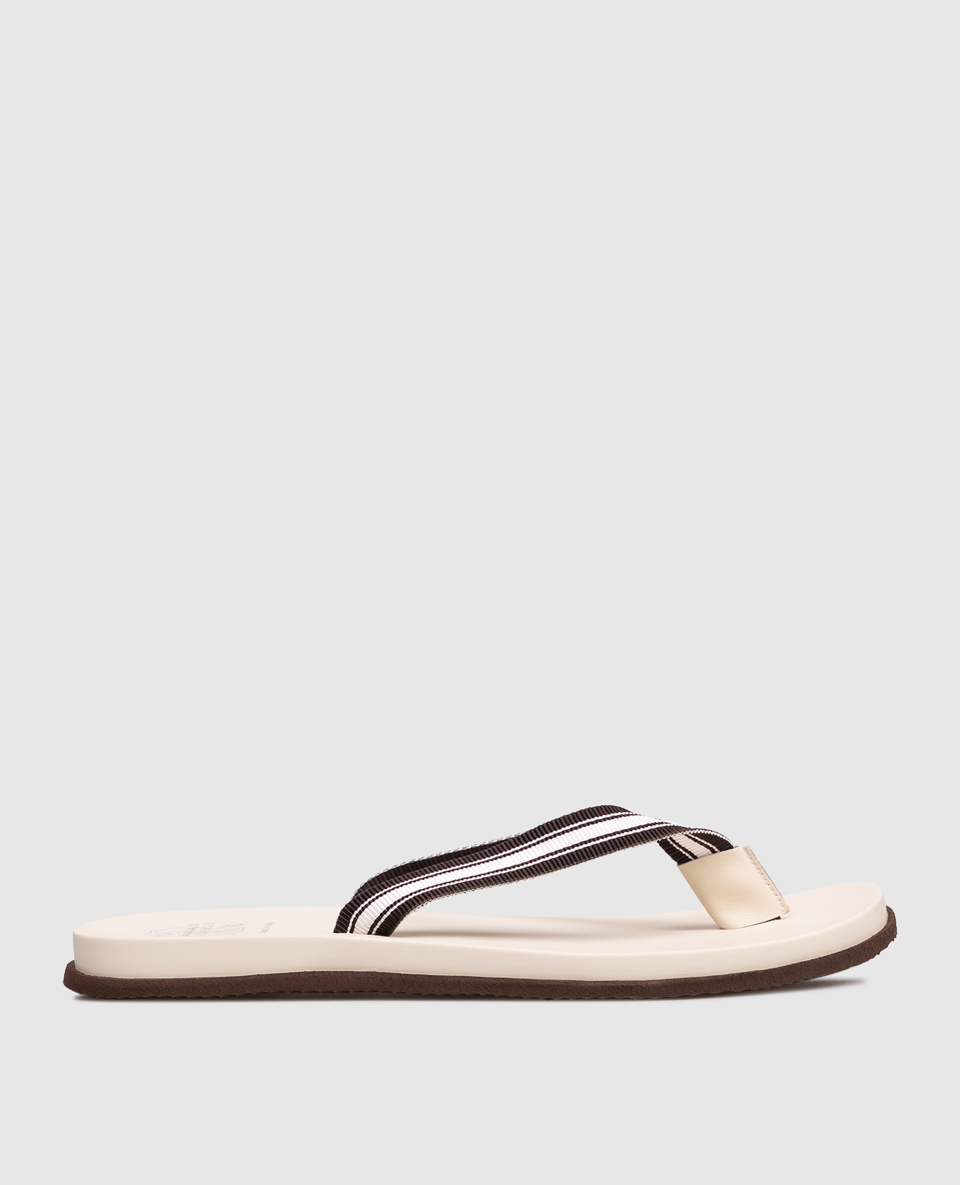Beige striped flip-flops
