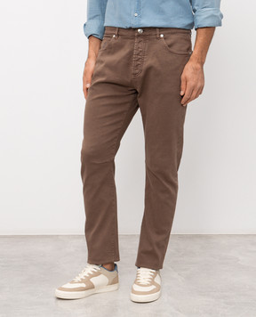 Brunello Cucinelli Brown jeans with logo patch M277PX1290