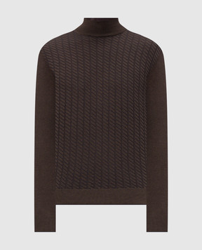 Stefano Ricci Brown cashmere and silk turtleneck K606436L10F26322