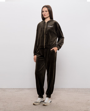 Twinset Khaki velour tracksuit 262LI2TAA