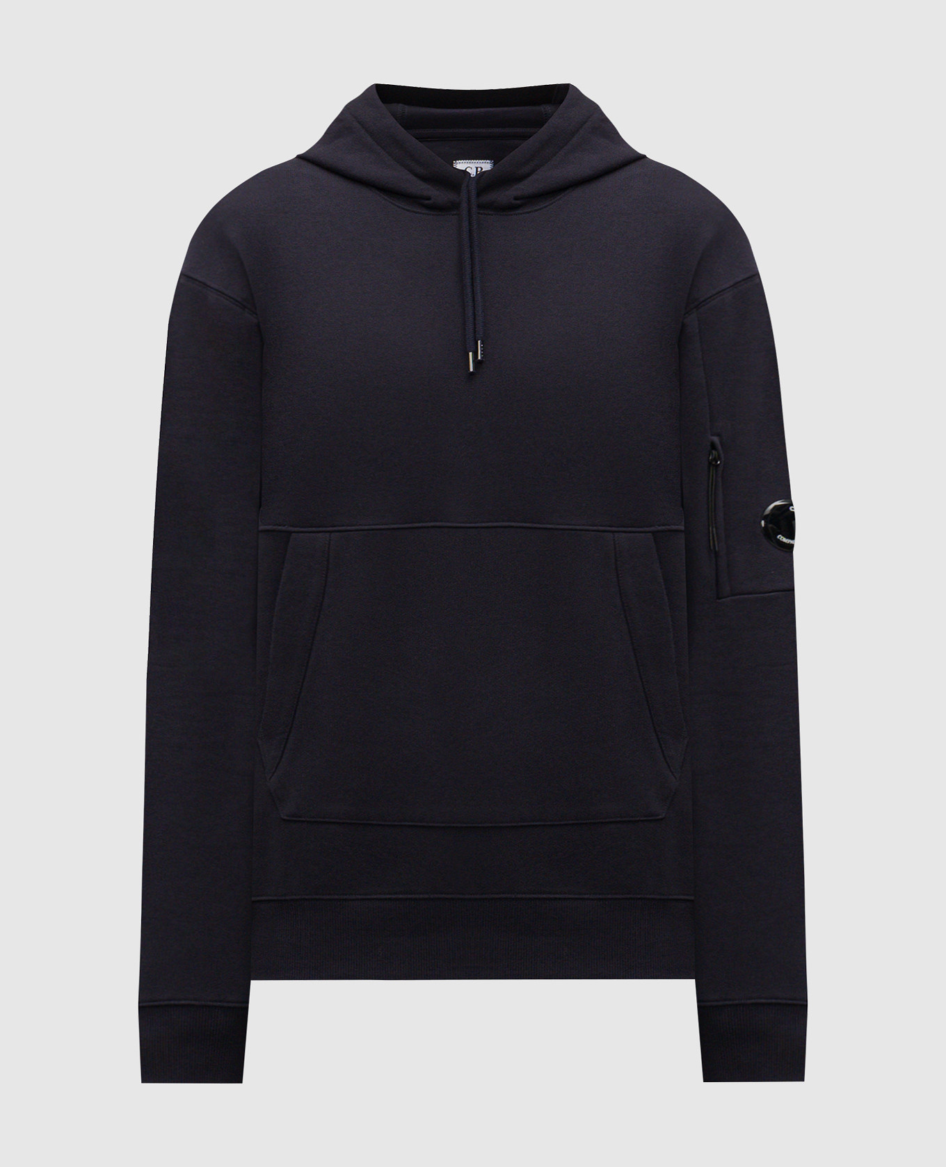 Blue hoodie with logo patch