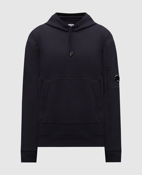 C.P. Company Blue hoodie with logo patch MSS714A005086W