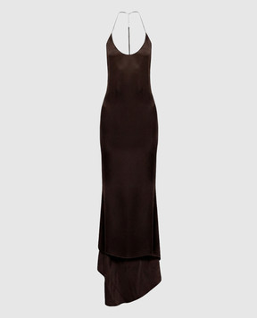 Tom Ford Brown silk dress with an open back AB3711FAX1720