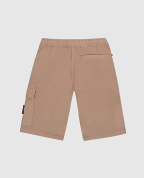 Stone Island Children's brown shorts with logo patch L1S16L100003S000114