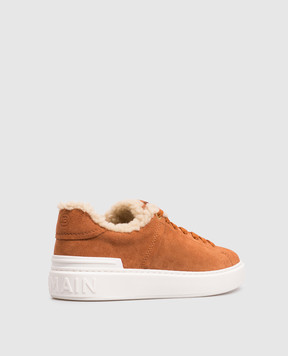 Balmain Brown suede B-Court sneakers with fur HN1VI690LSRG