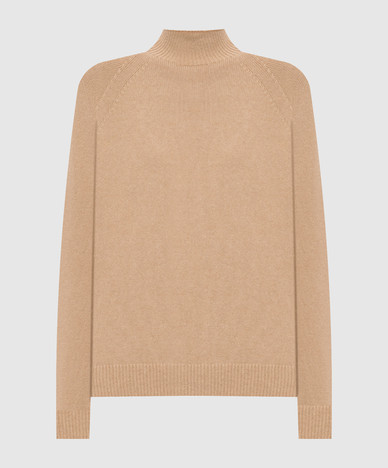 Beige wool, silk and cashmere sweater