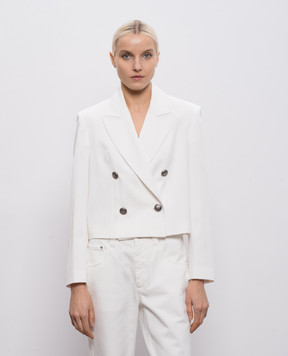 Brunello Cucinelli White double-breasted jacket with monil chain ML1207231