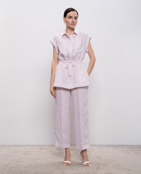 Peserico Pink linen shirt with monil chain S0631902600