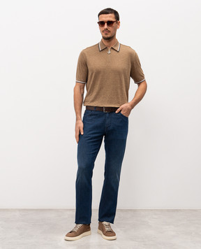 Stefano Ricci Brown linen polo shirt K919070P31T26104
