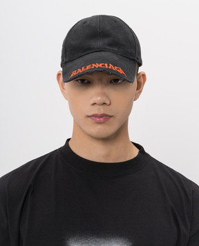 Balenciaga Black cap with logo print A001UQ410B2