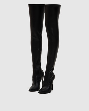 Babe Pay Pls Black leather over-the-knee boots 000626110KO