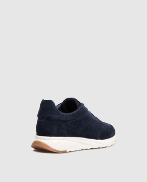 Enrico Mandelli Blue suede sneakers with logo patch 00STAR7701